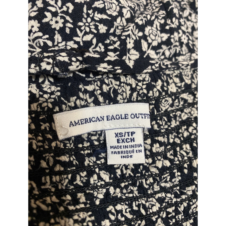 American Eagle Outfitters Black Floral Sleeveless Cami A Line Mini Dress Sz XS