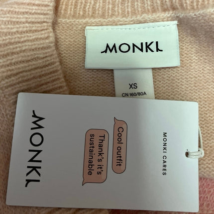 NEW Monki Orange Floral Wool Sleeveless Knit Crop Sweater Vest Tank Top Size XS