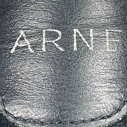 Arne Essential Black White Leather Lace Up Round Toe Athletic Sneakers Shoes 9.5