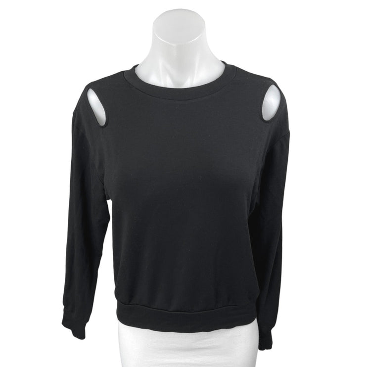LNA Women's Black Long Sleeve Cutout Crew Neck Sweater Sweatshirt Top Size XS