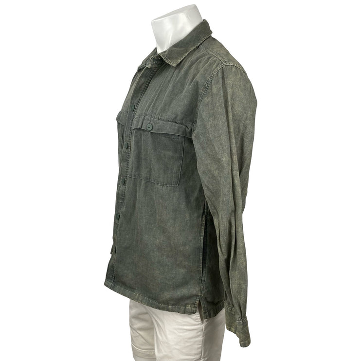 Urban Outfitters Moss Acid Wash Collared Long Sleeve Button Down Shirt Top Sz M