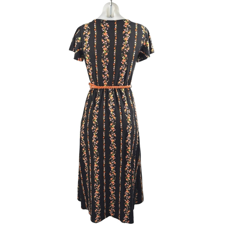 No Boundaries Walk Thru Black Short Sleeve Floral High Low V Neck Romper Dress