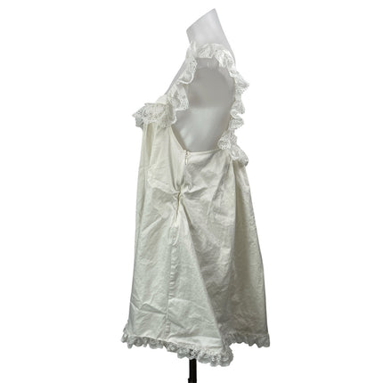 For Love & Lemons White Sleeveless Ruffles Lace Straps Babydoll Mini Dress Sz L