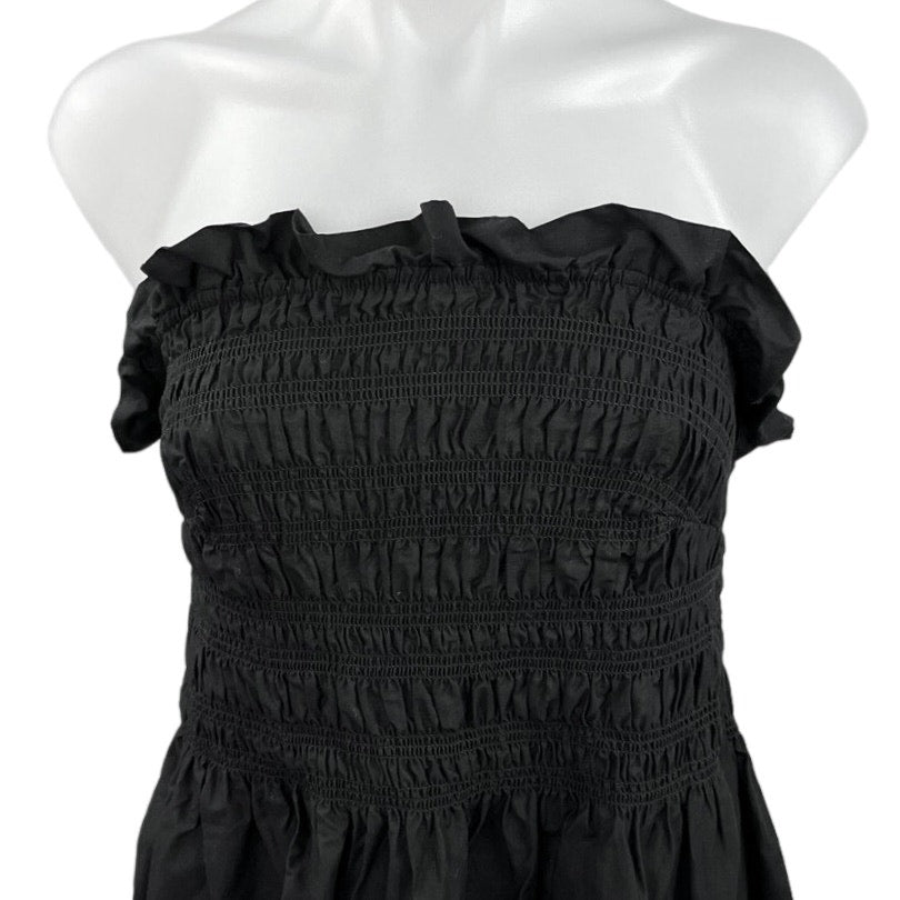 H&M Black Smocked Strapless Ruffle Square Neck A Line Midi Dress Size XXL H&M Black Smocked Strapless Ruffle Square Neck A Line Midi Dress Size XXL