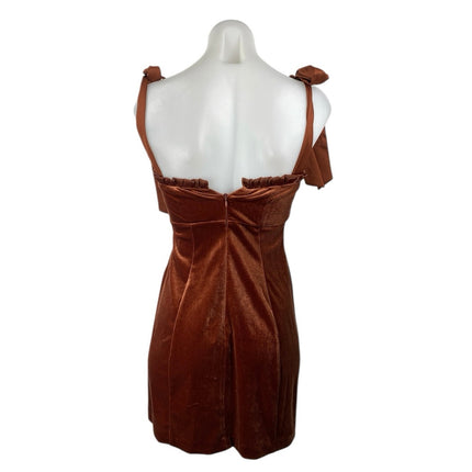 Danielle Bernstein Cooper Brown Velvet Velour Sleeveless Babydoll Mini Dress XS
