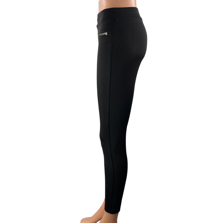 Topshop Womens Black Silver Zip High Rise Stretch Slim Fit Leggings Pants Size 2