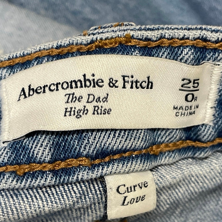 Abercrombie & Fitch The Dad Blue High Rise Straight Denim Jeans Pants0 Size 25/0