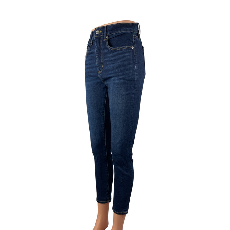 Ann Taylor LOFT Women's Blue Dark Wash Y2k Cropped Skinny Denim Jeans Size 6P
