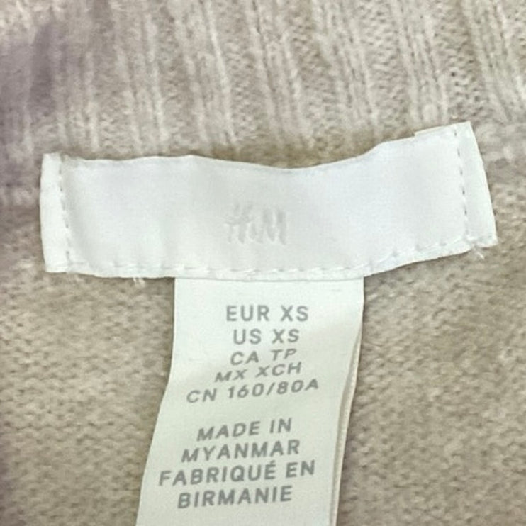 H&M Women's Beige Wool Knit V-Neck Sleeveless Pullover Sweater Vest Tank Top XS