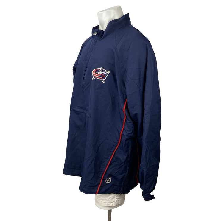 Reebok NHL Columbus Blue Hockey Men's Navy Blue 1/4 Zip Performance Jacket 2XL