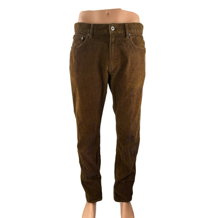 J.Crew 484 Slim Fit Mens Brown Corduroy Mid Rise Straight Trousers Pants Size 32