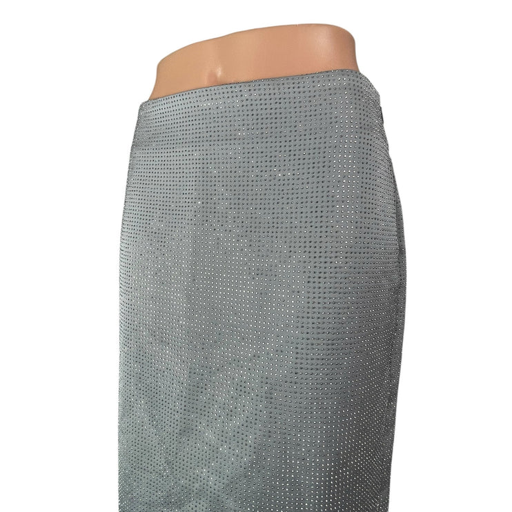 NEW Zara Women's Gary Shimmer Rhinestones Back Slit Maxi Straight Pencil Skirt S