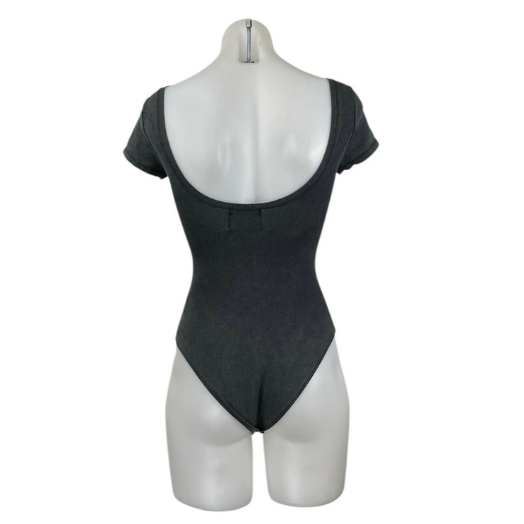 ACDC Women's Black Scoop Neck Short Sleeve Rock Band T Shirt Bodysuit Top Size S