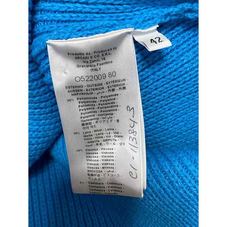 AVN Women's Blue Sleeveless V Neck Knit Boxy Crop Tank Sweater Vest Top Size 12