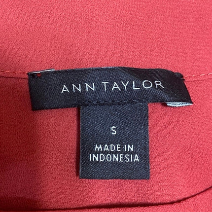 Ann Taylor Women's Red Orange Sleeveless Bow Tie Neck Tank Shirt Blouse Top Sz S