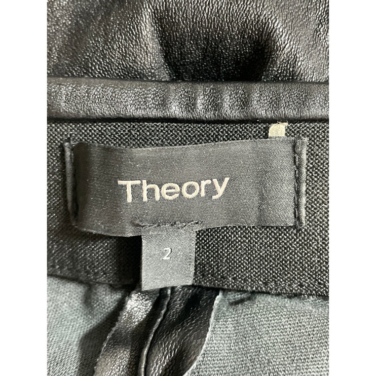 Theory 100% Lamb Leather Women's Black Mid Rise Leggings Skinny Trousers Pants 2