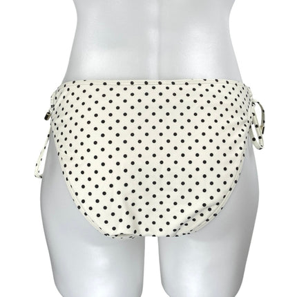 Peony White Black Polka Dots Side Tie Bikini Bottom Swimsuit Swimwear Size 10