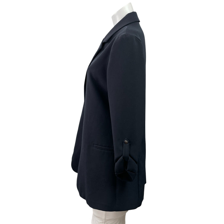Soho Women's Navy Blue Open Notch Lapel Long Sleeve Blazer Coat Jacket Size S