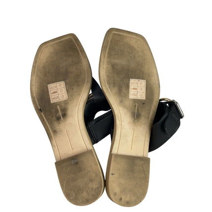 Dolce Vita Ilene Women's Black Faux Leather Thong Square Slip On Sandals Size 7