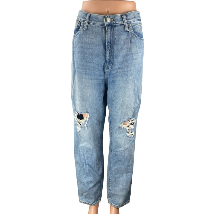 Madewell Darted Distressed High Rise Utility Barrel Mom Denim Jeans Pants Sz 31