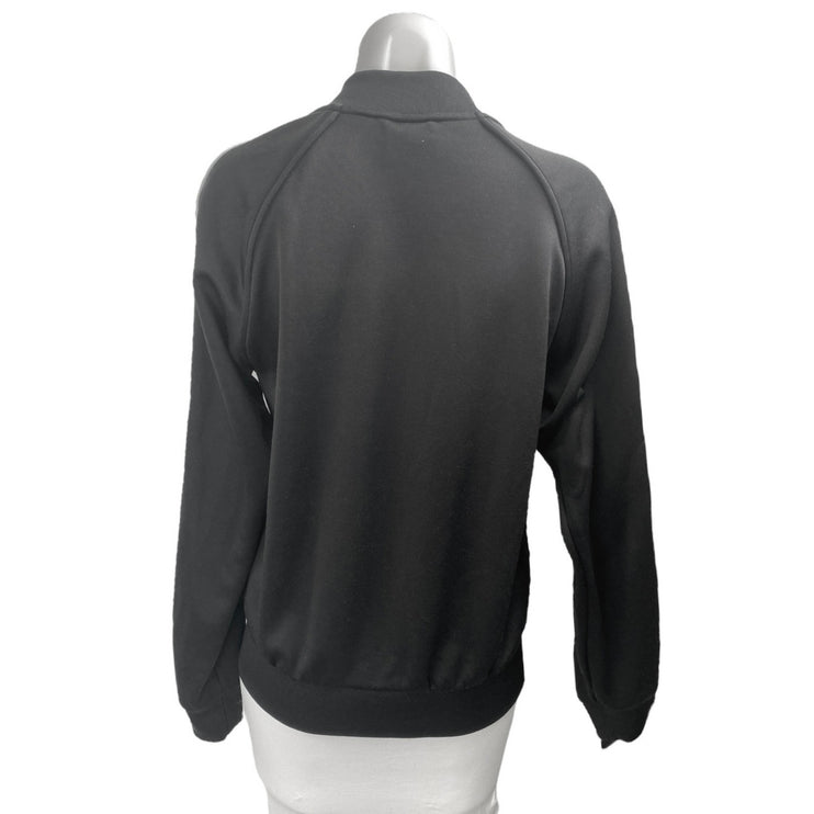 Adidas Women's Black Striped Full Zip Long Sleeve Track Bomber Jacket Size S