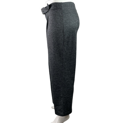 New York Clothing Black Striped Pleated Belted Straight Leg Trousers Pants Sz 1X