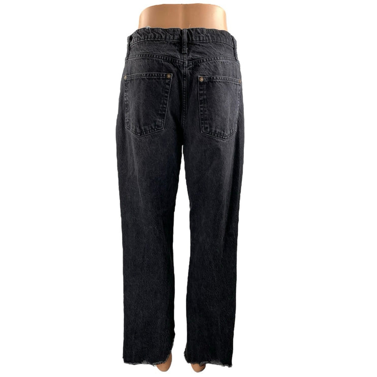 Free People We The Free High Rise Raw Hem Frayed Straight Leg Denim Jeans Sz 28