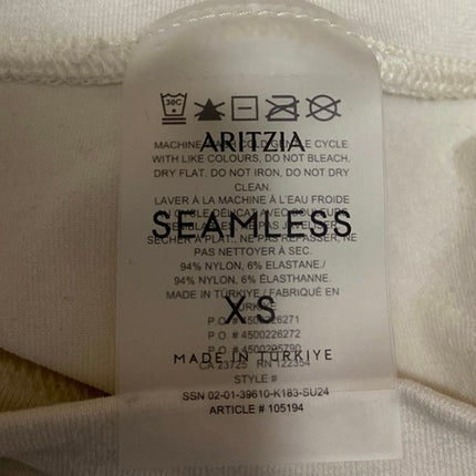 Aritzia Women's Cream Short Sleeve Crew Neck Seamless T Shirt Tee Crop Top XS