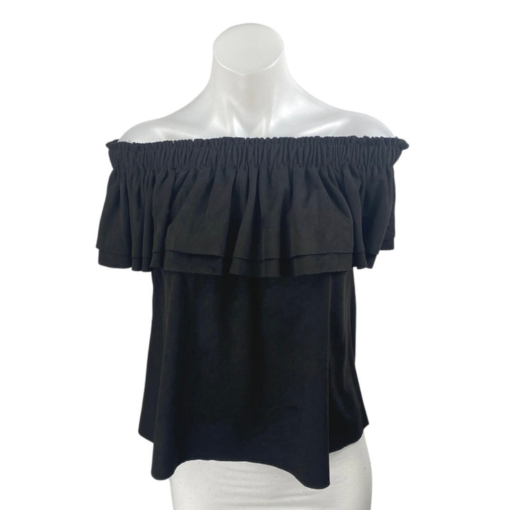 Young Fabulous & Broke YFB Women's Black Ruffle Off Shoulder Blouse Top Size S