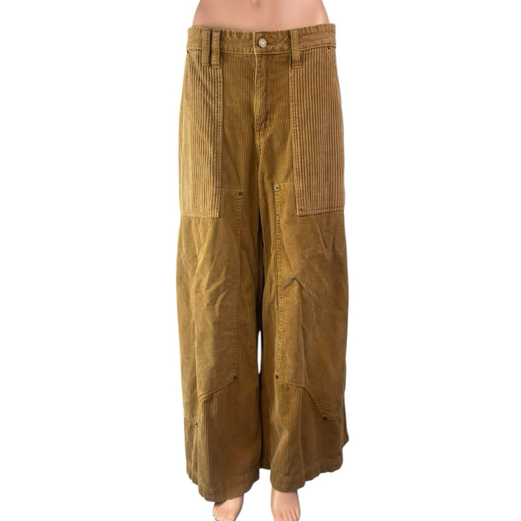 Urban Outfitters BDG Women's Tan Corduroy Wide Leg Baggy Trousers Pants Size 8