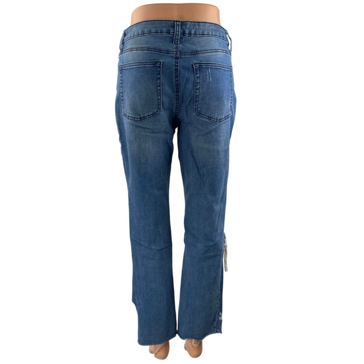 Rewash Women's Blue Distressed High Waisted Straight Leg Denim Jeans Size 5