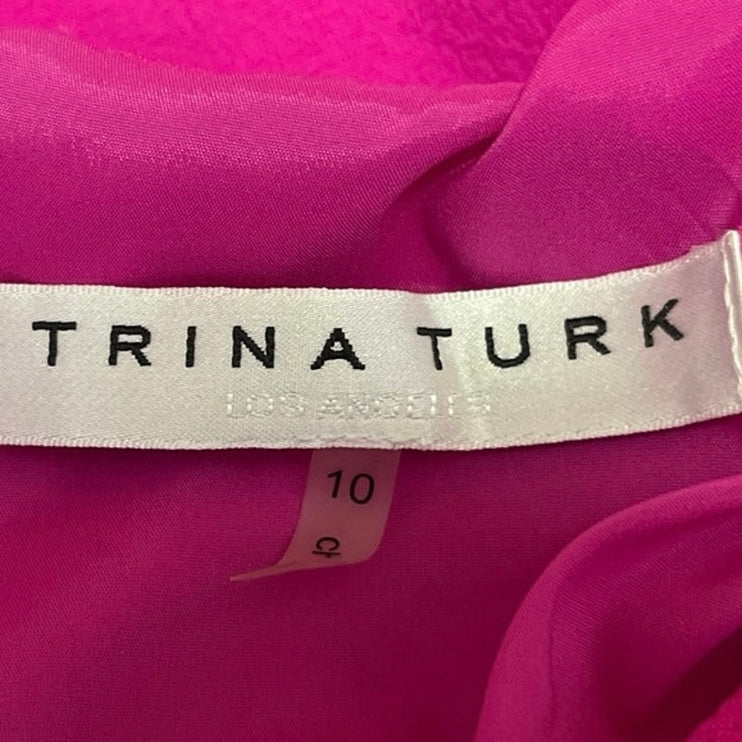 Trina Turk Pink Spaghetti Strap V-Neck Ruffle Mini Cami Camisole Tank Dress 10