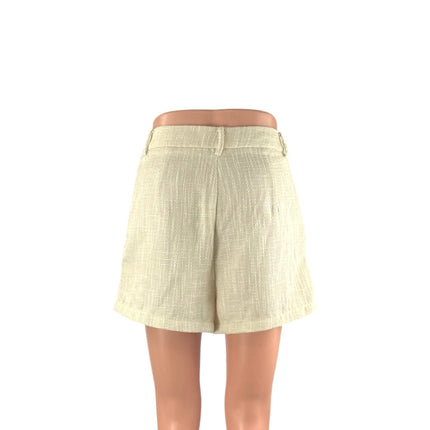 Commense Women's Cream High Waisted Beach Summer Straight Mini Shorts Size S