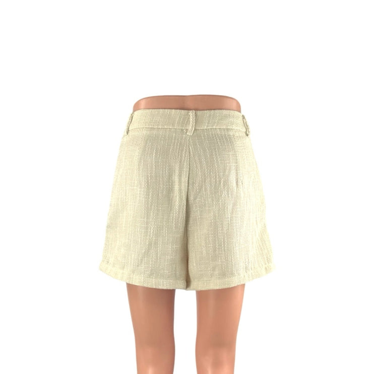 Commense Women's Cream High Waisted Beach Summer Straight Mini Shorts Size S