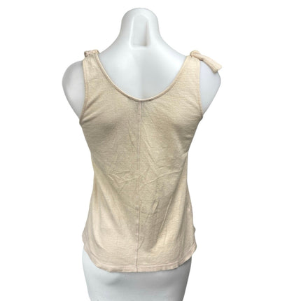 MNG Mango Women's Beige Tan Bow Strap Scoop Neck Cami Camisole Tank Top Size S