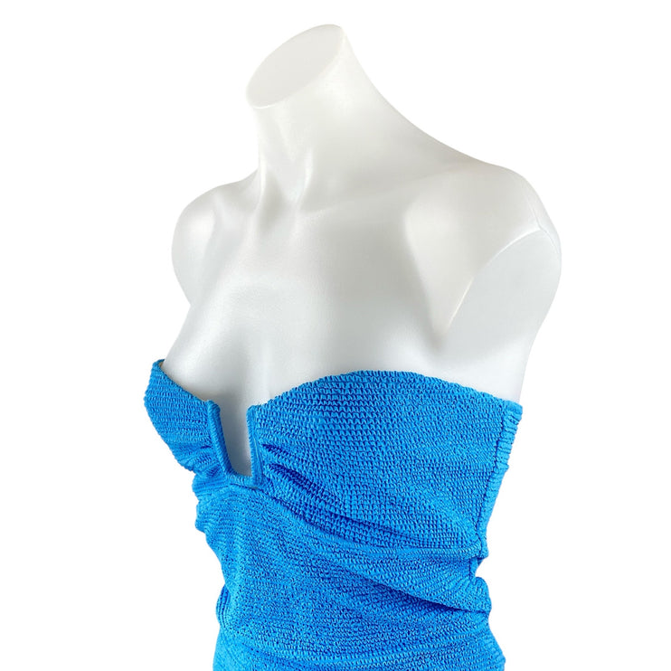 Pacsun Elsa Blue Scrunch Cutout Tie High Cut One Piece Swimsuit Swimwear Size L