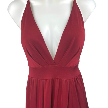 Windsor Windsor Red Sleeveless Plunging V Neck Pleated Bridesmaid A Line Maxi Dress S | Sz: S