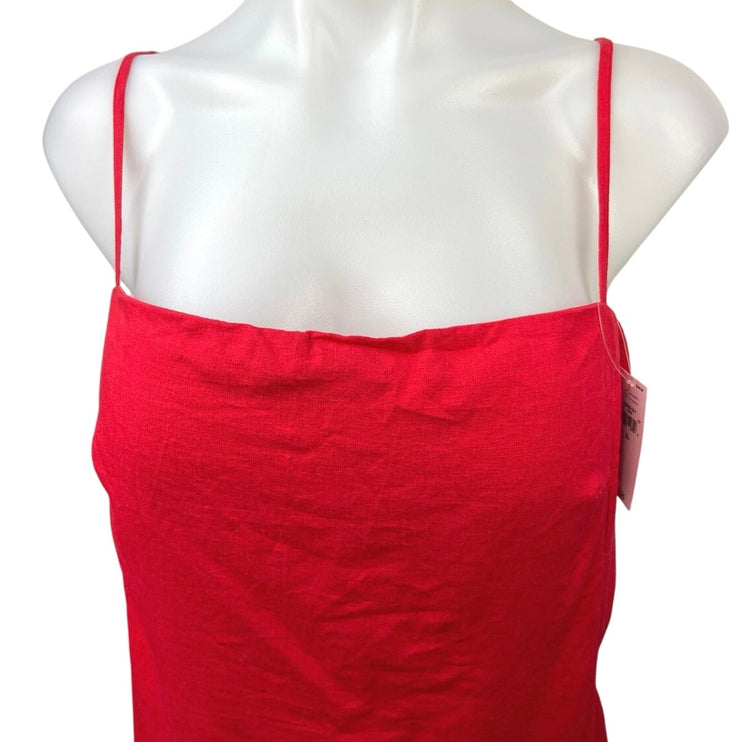 NEW Gap Red Linen Spaghetti Strap Cami Camisole Mini Slip Tank Dress Size XL