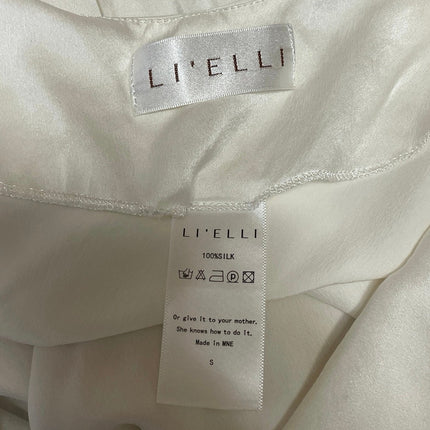 Li' Elli 100% Silk White Satin Sleeveless Lace Cross Back Cami Slip Mini Dress S