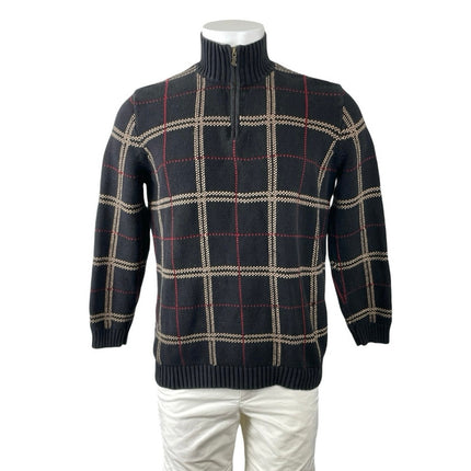 Lauren Ralph Lauren Men's Black Plaid 1/4 Zip Turtleneck Knit Sweater Top Size L