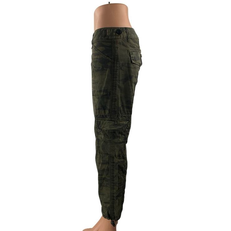 Sanctuary Women's Green Camo Army Mid Rise Tapered Cargo Denim Jeans Size 26