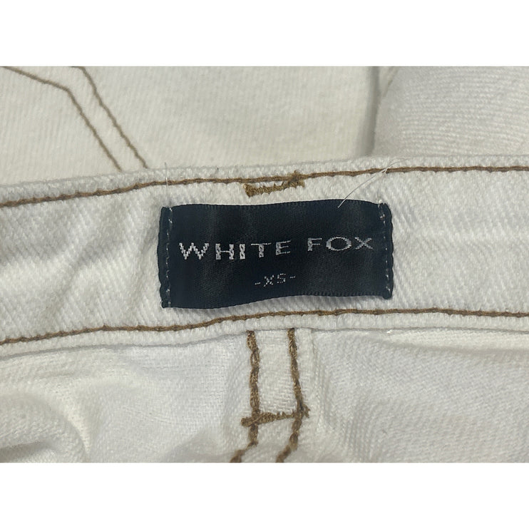 White Fox Women's White High Waisted Split Front Midi Denim Jean Skirt Size XS