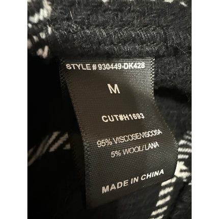 HAVE Women's Black Wool Checkered Plaid Notch Collar Blazer Coat Jacket Size M