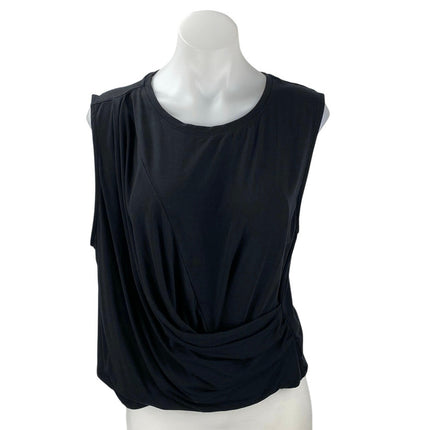 Aritzia Babaton Womens Black Sleeveless Draped Ruched Crop Blouse Tank Top Sz XL