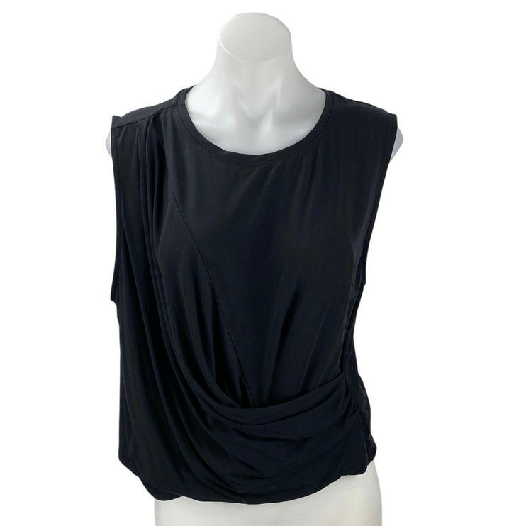 Aritzia Babaton Womens Black Sleeveless Draped Ruched Crop Blouse Tank Top Sz XL