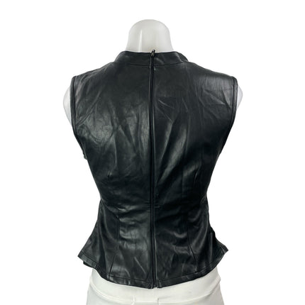 WeWoreWhat Women's Black Faux Leather Vegan Sleeveless Mock Neck Tank Top Size M