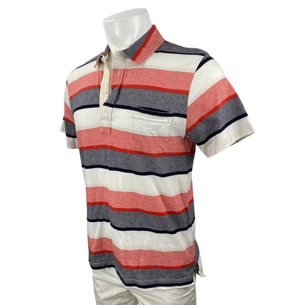 Billy Reid Mens Multicolor Striped Short Sleeve Golf Colorblock Polo Shirt Top L
