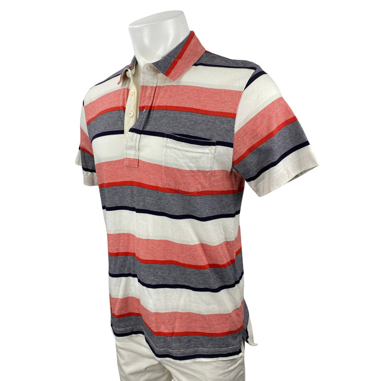 Billy Reid Mens Multicolor Striped Short Sleeve Golf Colorblock Polo Shirt Top L
