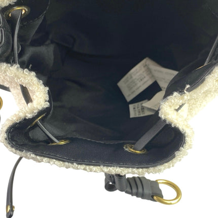 Zara Women's White Black Mini Sherpa Fleece Shearling Adjustable Strap Backpack