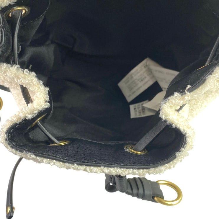 Zara Women's White Black Mini Sherpa Fleece Shearling Adjustable Strap Backpack